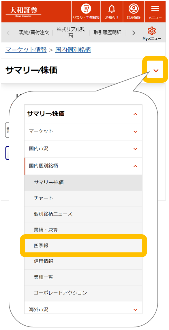 「四季報」メニュー位置